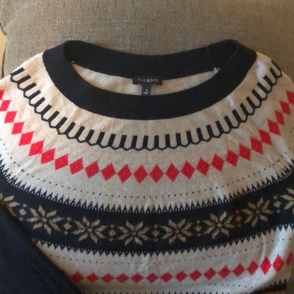 Talbots wool/mohair intarsia knit crewneck.  Small - Picture 2 of 4